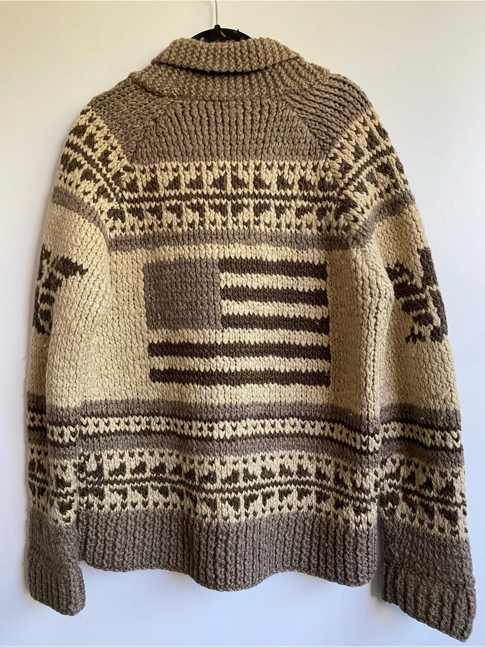 Polo by Ralph Lauren Cream and Brown Fair Isle Shawl Collar Cardigan